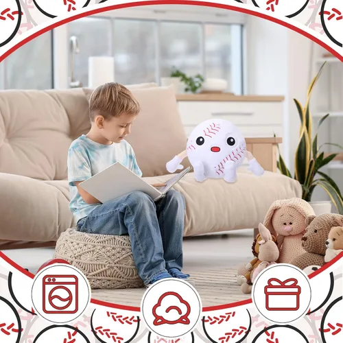 Miniatura 6 de Soulchen Divertido juguete de peluche de béisbol con patas de 11 pulgadas, suave animal de peluche para niños y niñas, almohada deportiva de béisbol