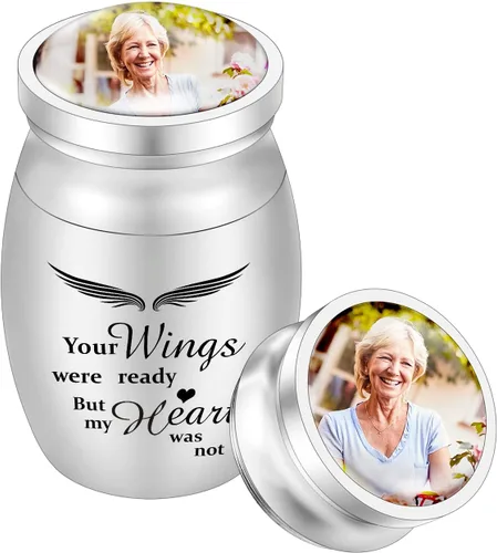 Miniatura 10 de Dletay Urnas pequeñas para cenizas humanas, recuerdo de 1.6 pulgadas, de acero inoxidable, mini urna conmemorativa de mariposa para mujeres y hombres