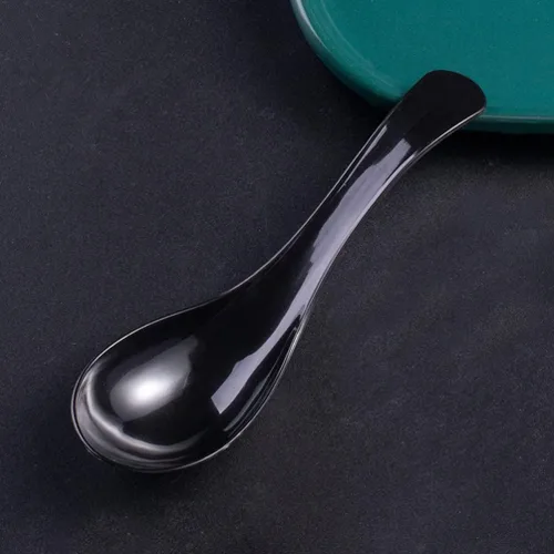 Miniatura 4 de Hemoton Cucharas de sopa desechables para llevar de 9.44 pulgadas, cucharas de sopa asiáticas de plástico resistente para servir sopas de fideos
