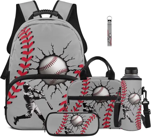 Miniatura 25 de Bulopur Eagle American Flag Print Kids Backpack Boys Elementary School 17 Inch Bookbag With Lunch Bag Water Bottle Holder Keychain Pencil Case 5