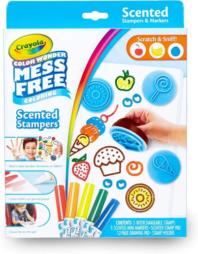 Crayola Color Wonder - Juego de marcadores y sellos perfumados, para colorear sin desorden para niños pequeños, regalos para niños mayores de 3 años