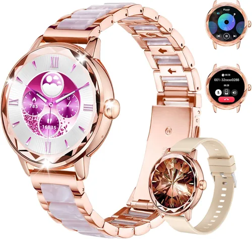 Reloj inteligente para mujer con llamada de marca/respuesta, reloj de fitness ajustable de 1.2 pulgadas con monitor de sueño de frecuencia cardíaca,
