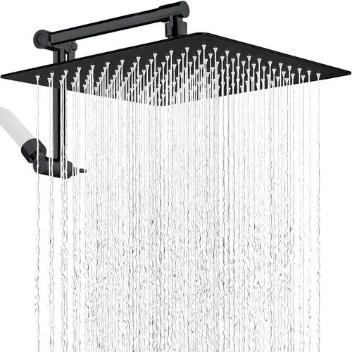 Miniatura 12 de G-Promise Regadera de lluvia de metal de 12 pulgadas con brazo de extensión ajustable de 15 pulgadas, cabezal de ducha de lluvia de alta presión