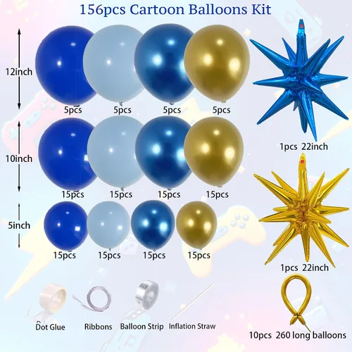 Miniatura 2 de Kit de guirnalda de arco de globos de oro azul con globos de estrella para decoración temática de superhéroes, decoración de cumpleaños para niños
