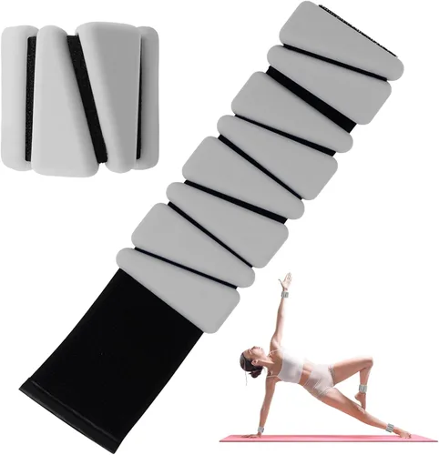 Juego de 2 pesas de muñeca ajustables de silicona para mujeres y hombres, pesas de tobillo/muñeca adecuadas para yoga, danza, pilates, ejercicios de