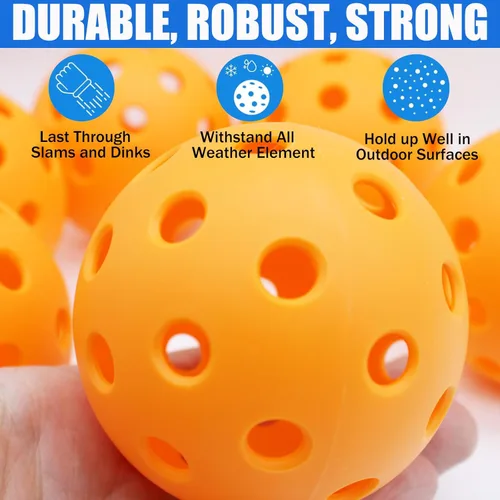Miniatura 3 de Magicorange Pelotas de pickleball para exteriores, 40 agujeros, bolas de pickleball de alta elasticidad y duraderas para paletas de pickleball