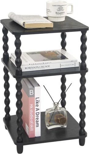 Miniatura 11 de Fultyle - Mesa auxiliar, mesa auxiliar pequeña con estante abierto de 3 niveles, mesita de noche moderna para sala de estar, dormitorio, oficina