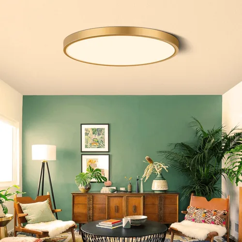 Lámpara LED de techo empotrada de 9 pulgadas, luz blanca cálida de 3000 K, lámpara dorada de perfil bajo, 18 W, 1800 lúmenes, luz de techo LED plana