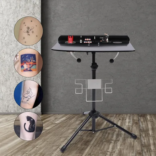 Miniatura 4 de Estación de trabajo de tatuajes, gran estación de trabajo portátil, plegable, desmontable, mesa móvil, altura ajustable, mesa de instrumentos