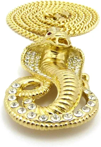 Miniatura 2 de Nuevo helado fuera Cobra Serpiente Colgante y 36" cadena Cubana Hip Hop collarCP12
