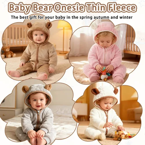 Miniatura 7 de Fairy Baby Newborn Baby Bear Outfit Suit Thin Fleece Jumpsuit Romper Hooded Winter Clothes Snowsuit Coat Infant Girls Boys