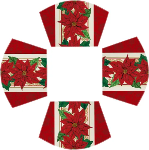 Miniatura 7 de Artoid Mode Juego de 4 manteles individuales redondos de Navidad con acuarela de Poinsettia roja, 15 pulgadas, alfombrillas de mesa redondas