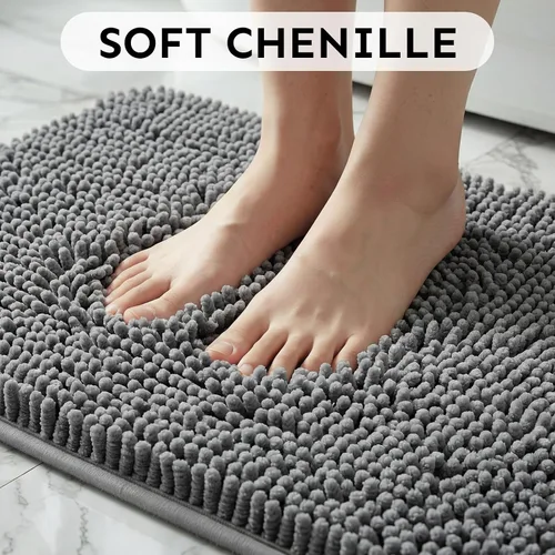Miniatura 3 de Secura Alfombras de Baño, 47 x 28 Pulgadas, Extra Suaves y Gruesas, Alfombra de Baño Absorbente de Agua, Lavable a Máquina Alfombras de Baño Gris