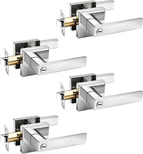 Miniatura 18 de Gobrico 1 paquete de manijas cuadradas de privacidad para puerta en acabado negro mate, manijas interiores sin llave, reversibles para puertas