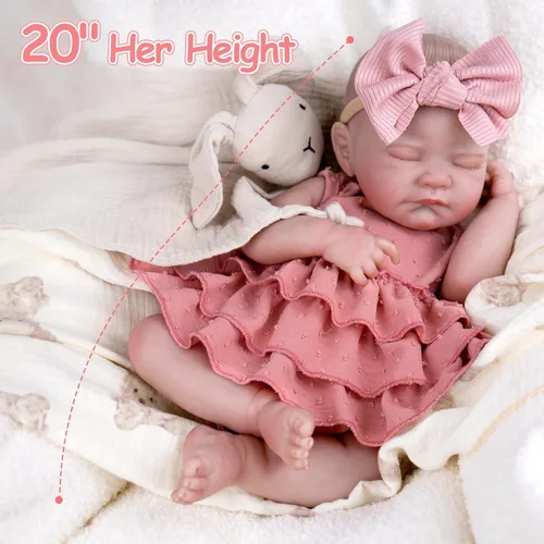 Miniatura 6 de UOFTKIZ Muñecas realistas de bebé Reborn – Muñeca de bebé real de 20 pulgadas, recién nacida realista con cuerpo de tela y accesorios