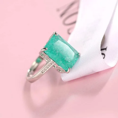 Miniatura 3 de Anillo de compromiso de plata de ley 925 con topacio para mujer, anillo de zafiro con piedras preciosas de aguamarina, joyería de compromiso
