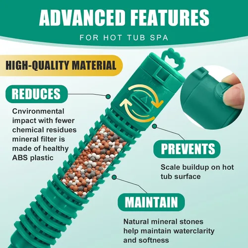 Miniatura 2 de Repuesto para cartucho mineral de filtro de rana, insertos de palo de spa precargados para jacuzzis, reduce el cloro/bromo en un 50%, dura 4 meses