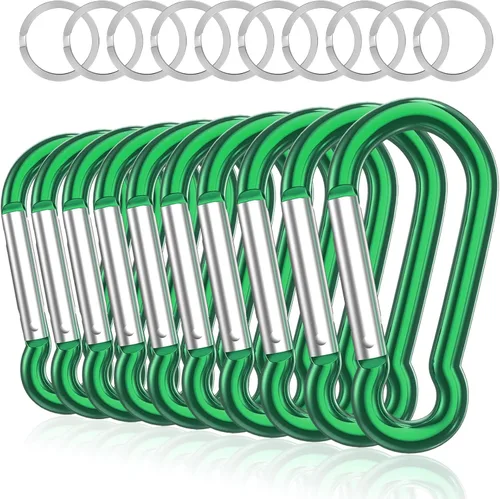 Miniatura 10 de Sprookber Mosquetón de aluminio, clips de caribeño, gancho de resorte para clip de llavero, juego de 10