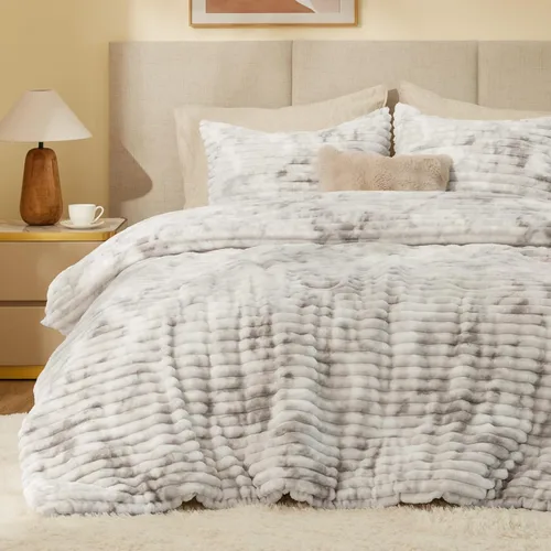 Miniatura 56 de BEDELITE - Juego de edredón de forro polar tamaño individual: ropa de cama supersuave y cálida en color beige, juego de cama de lujo esponjoso