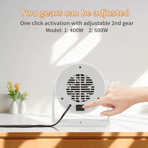 Miniatura 7 de Calentador de espacio portátil pequeño, calentador de escritorio de 400 / 600 W, eficiencia energética para uso en interiores, columpio ajustable