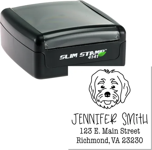 Miniatura 97 de Sello de dirección personalizado Basset Hound – Sello personalizable con nombre y dirección para sobres, ideal para amantes de los perros
