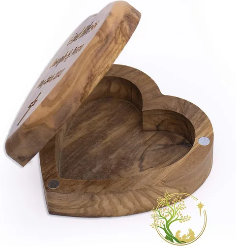 Miniatura 4 de Caja de corazón personalizada Caja de rosario de madera personalizada con cualquier mensaje - Regalo religioso para la comunión de confirmación