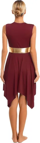 Miniatura 87 de easyforever Vestido de baile sin mangas con bloques de color para mujer, alabanza litúrgica, ropa de baile lírico, vestido de bata de adoración