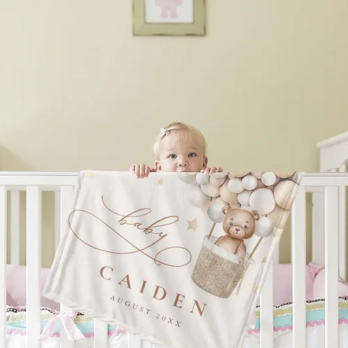 Miniatura 5 de Manta de bebé personalizada con nombre, mantas personalizadas de oso para niñas, regalos para bebés, productos para bebés, mantas súper suaves