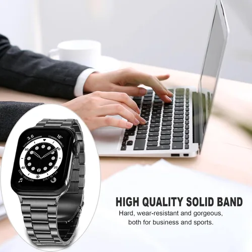 Miniatura 6 de Correas de acero inoxidable compatibles con Apple Watch Band de 1.929 in 1.772 in 1.732 in 1.654 in 1.614 in 1.575 in 1.496 in hombres y mujeres