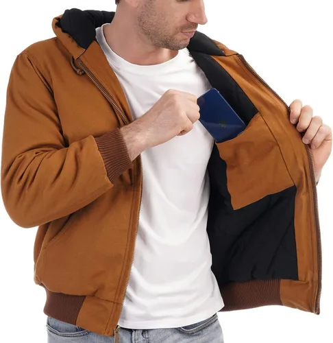 Miniatura 5 de Chaqueta deportiva acolchada con forro de franela para hombre, impermeable, de algodón, con capucha, abrigo de invierno