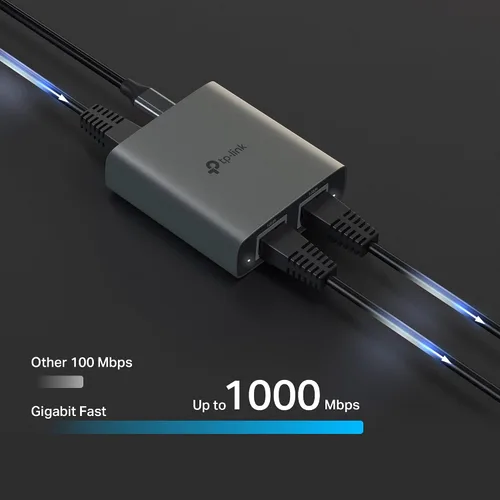 Miniatura 3 de TP-Link Divisor Ethernet 1 a 2, 1000 Mbps de alta velocidad de doble puerto divisor de Internet, compatible con Cat8/7/6/5e/5, cables USB-C
