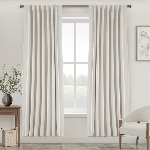 Miniatura 78 de UHITECH - Cortinas opacas beige para sala de estar, cortinas cortas de 35 pulgadas para habitación, cortinas negras para ventanas pequeñas, paneles