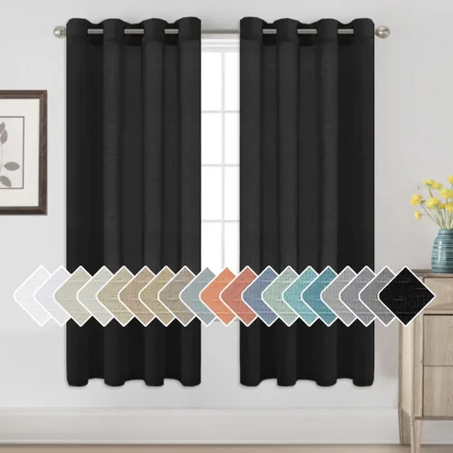 Miniatura 90 de H.VERSAILTEX Cortinas de 96 pulgadas de largo, cortinas de lino/cortinas transparentes de mezcla de lino natural/paneles/cortinas para sala