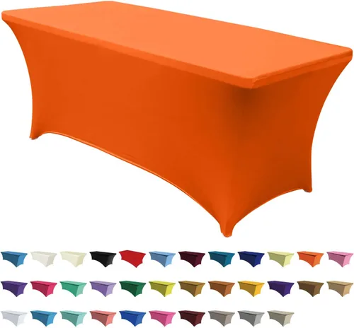 Abccanopy - Mantel de licra de 1.83 m para mesa Mantel de poliéster de más de 30 colores, de licra, elástico y decorativo, Poliéster, Anaranjado
