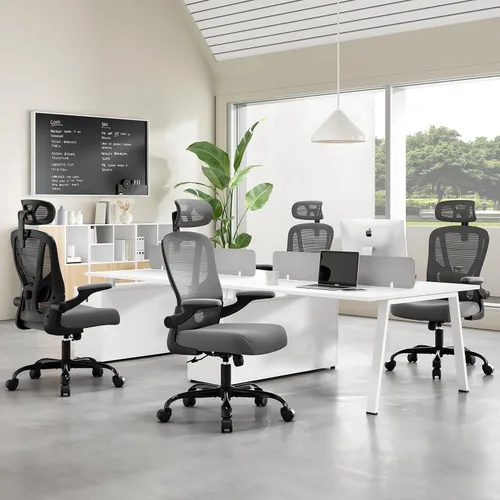 Miniatura 2 de Silla de oficina ergonómica de escritorio, silla de oficina de malla con respaldo alto con reposacabezas, ruedas, soporte lumbar, sillas de oficina