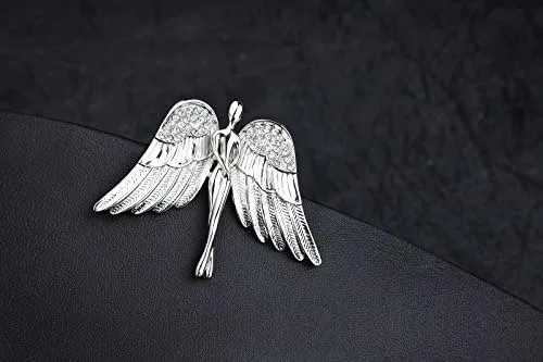 Miniatura 2 de Broche con diamantes de imitación de ángel de la guarda en tono plateado, rhinestone Cristal NA