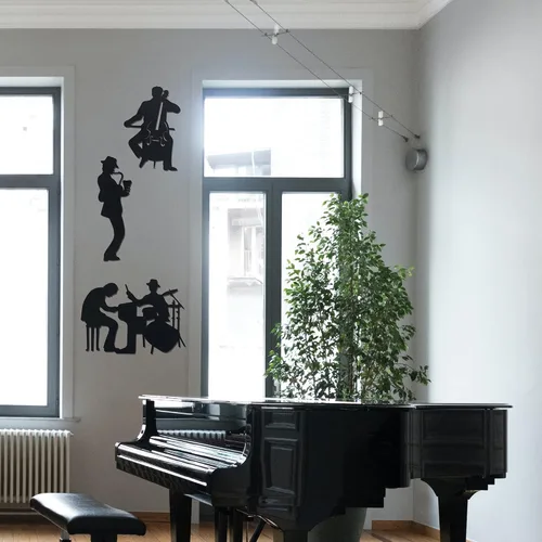 Miniatura 3 de J-Fly Decoraciones de baño para sala de estar, decoración occidental, música, metal, San Valentín, arte de pared, jazz, tema musical, saxofón