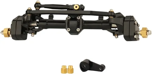 Miniatura 2 de Portal de aleación de aluminio Ejes delanteros y traseros con soporte servo para Axial AX24 1/24 RC 4WD Crawler Car Metal Upgrade Parts (negro)