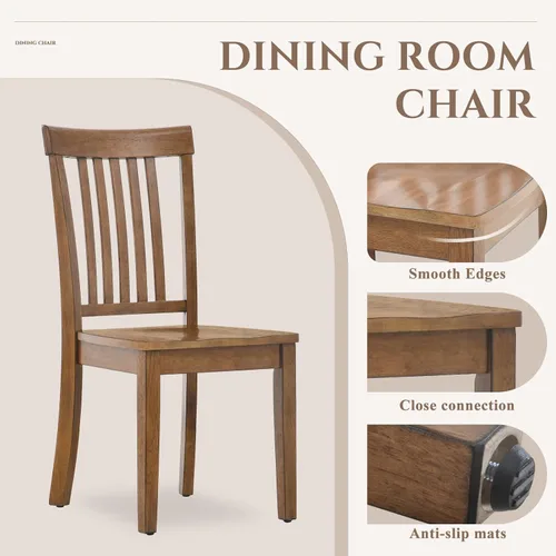 Miniatura 4 de COLAMY Juego de 6 sillas de comedor de madera, silla auxiliar de cocina Windsor con respaldo alto, sillas de comedor de granja para cocina, comedor
