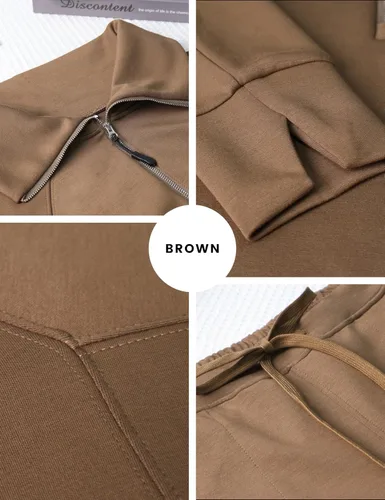 Miniatura 2 de Air Essentials - Conjunto de 2 piezas para mujer, sudadera con media cremallera, pantalón de pierna ancha, conjunto de ropa de descanso