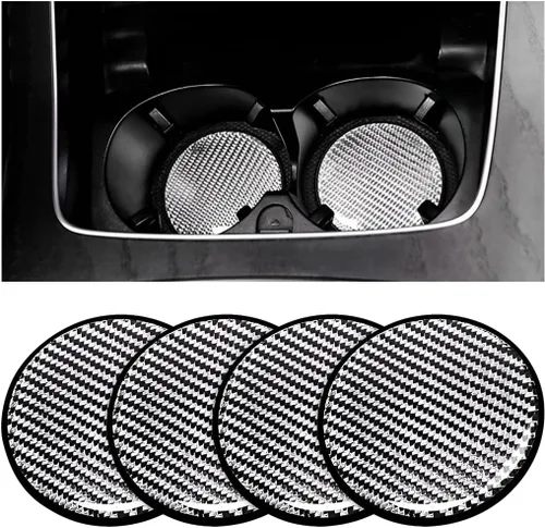 Miniatura 14 de BESULEN - Juego de 2 portavasos para automóvil de fibra de carbono, antideslizantes, insertados, universales de 2.75 pulgadas, almohadillas