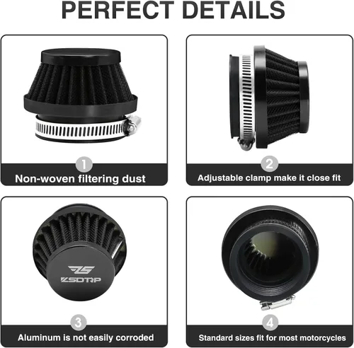 Miniatura 3 de 2 filtros de entrada de aire para motocicleta de 1.38 pulgadas, filtro de aire universal para Dirt Pit ATV SSR TTR filtro de respiración de Negro
