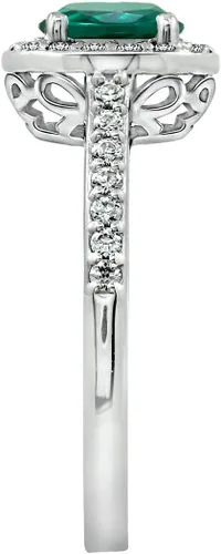 Miniatura 3 de Tienda Collection Platinum or Gold Plated Sterling Silver Round Halo Ring Made with Infinite Elements Zirconia