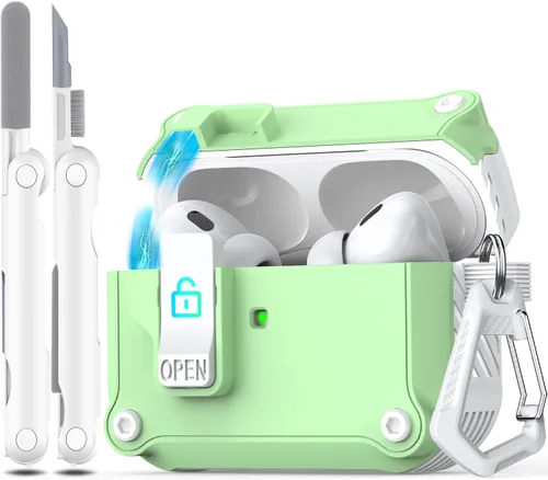 Miniatura 53 de R-fun - Funda para audífonos compatible con AirPods de 4.ª generación 2024, cubierta protectora de expulsión automática a prueba de caídas, puerto