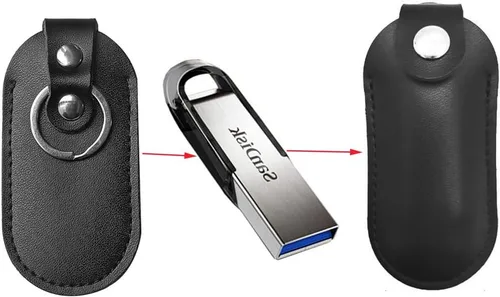 Miniatura 2 de 2 unids Dermis USB caja de almacenamiento cubierta de cuero para unidad flash USB fácil almacenamiento (elipsoid)