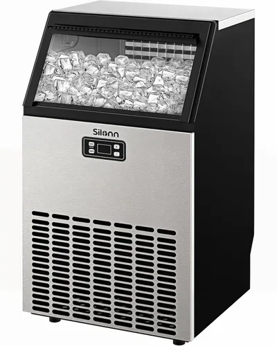 Miniatura 24 de Máquina de hielo Nugget para encimera, Silonn máquina de hielo de pellets masticables con función de autolimpieza, 33 libras/24H máquinas de hielo
