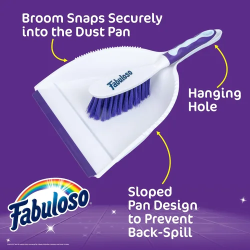 Miniatura 2 de Fabuloso Juego de cepillo y recogedor compacto de escoba de mano con almacenamiento a presión y orificio para colgar, barrido rápido para cocina
