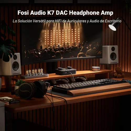 Miniatura 2 de Fosi Audio K7 DAC Amplificador de Auriculares, Convertidor de Audio Digital a Analógico USB C de Escritorio para Espacio de Trabajo y PC