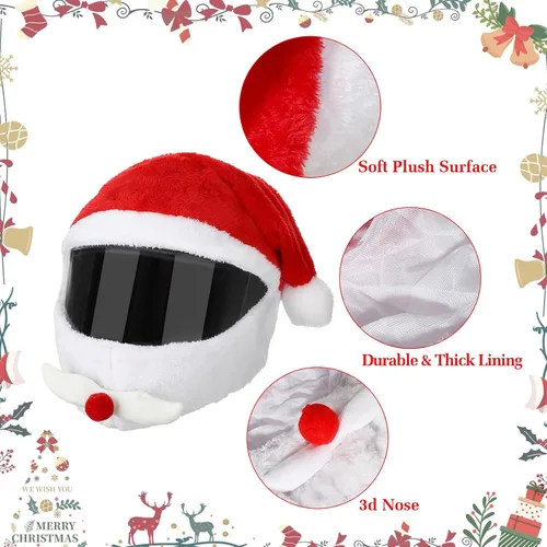 Miniatura 2 de Fundas de casco de motocicleta de Navidad - Santa Claus Decoración de casco de Navidad Paseos divertidos
