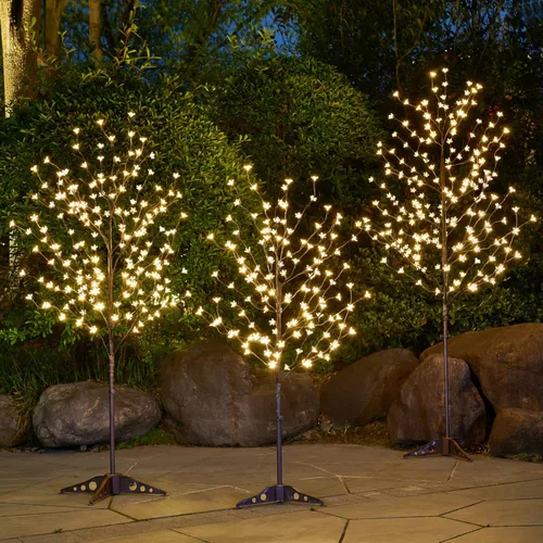 Miniatura 4 de Lightshare Árbol de flor de cerezo con luz LED, 4 pies, 5 pies y 6 pies, blanco cálido, paquete de 3, decoración del hogar, jardín, verano, boda
